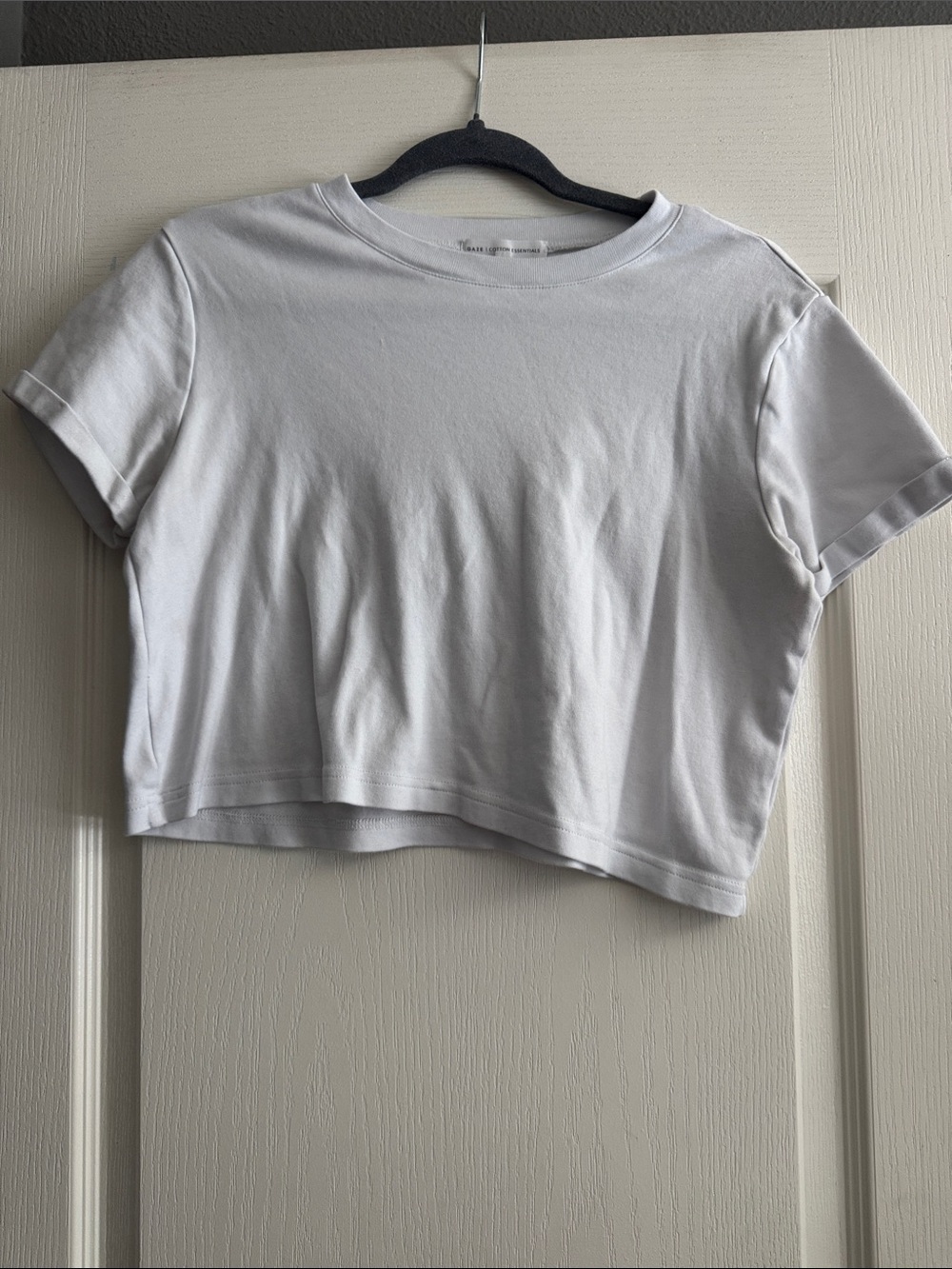 gaze White Crewneck Cropped Tee
